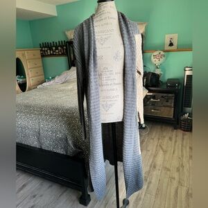 Extra Long Drop Shoulder Gray Sweater Robe